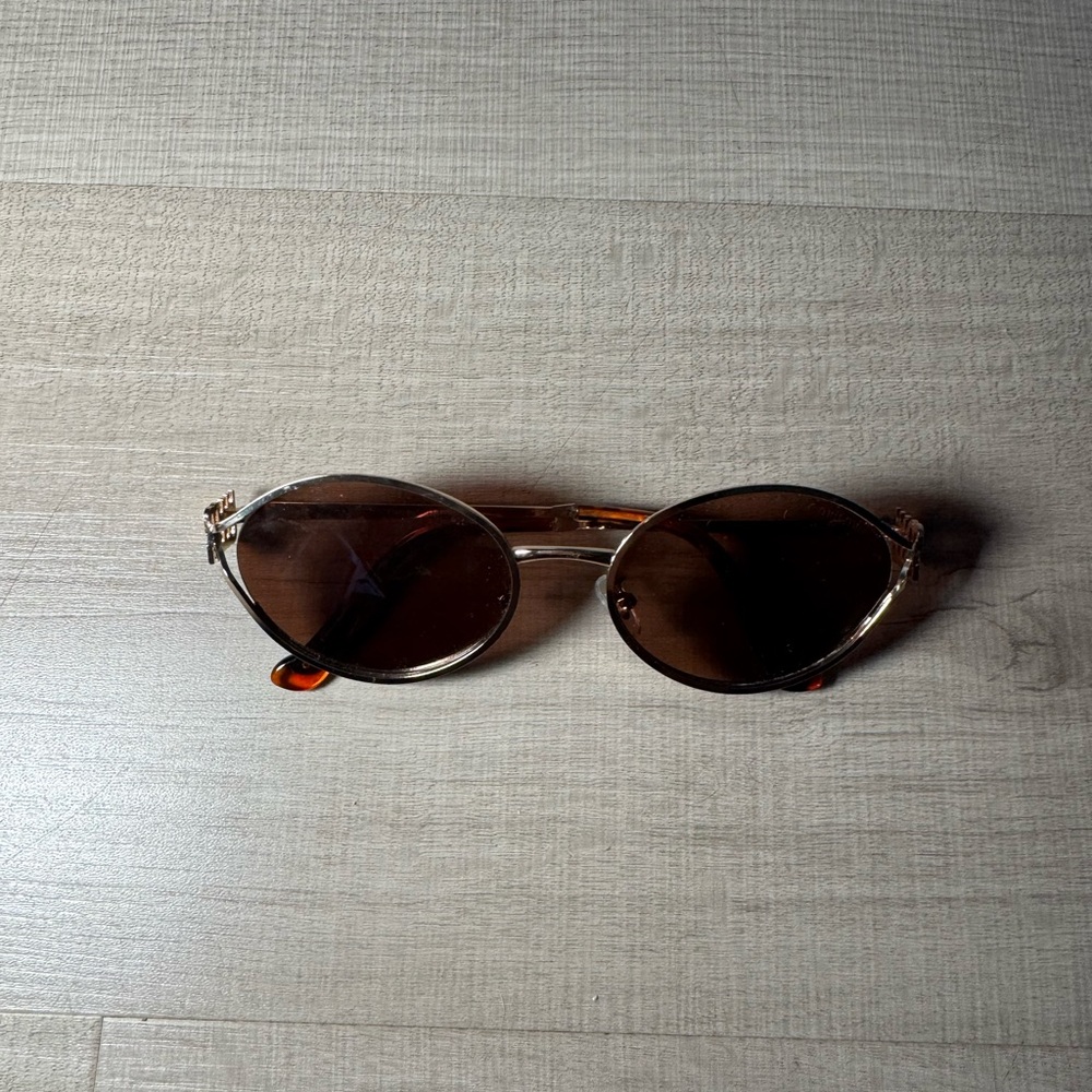 Miu Miu Gold Frame Brown Lens Round Sunglasses - Picture 3 of 8